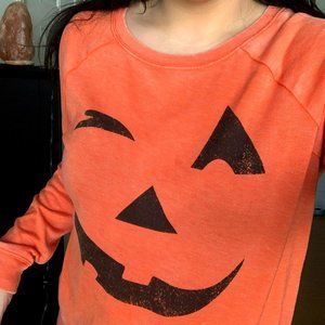 Orange Halloween Jack O'Lantern Graphic Pullover L